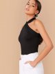 Women's Solid Criss Cross Halter Top Sleeveless